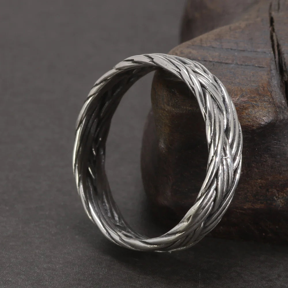 Viking Jewelry 925 Sterling Silver Braided Ring For Men And Women Couple Wedding Bands for Lovers
