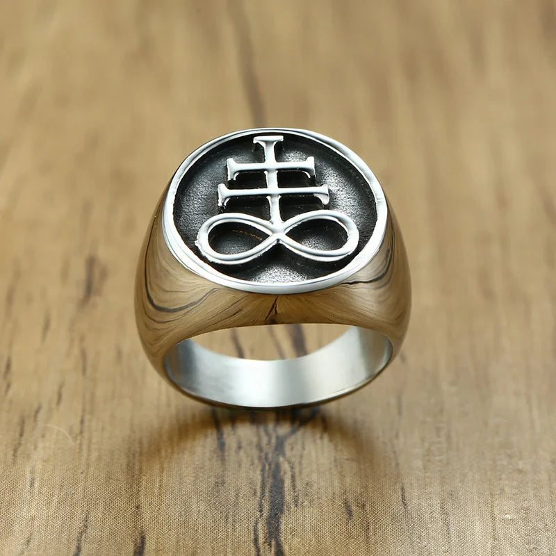 Vnox 12.5mm Signet Ring for Men, Black Square Top Stainless Steel Finger Band, Gothic Punk Rock Boy Stamp Rings