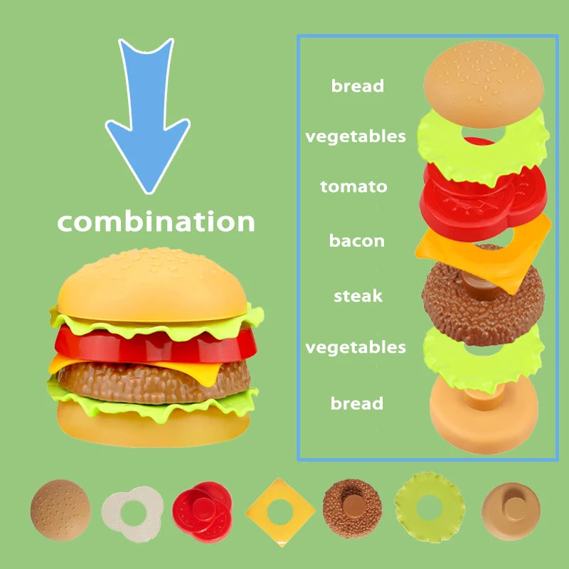Children Pretend Simulation Food Toys Baby Play House Hamburger Hot Dog French Fries Kitchen Set Toys Fast Food Educational Toys