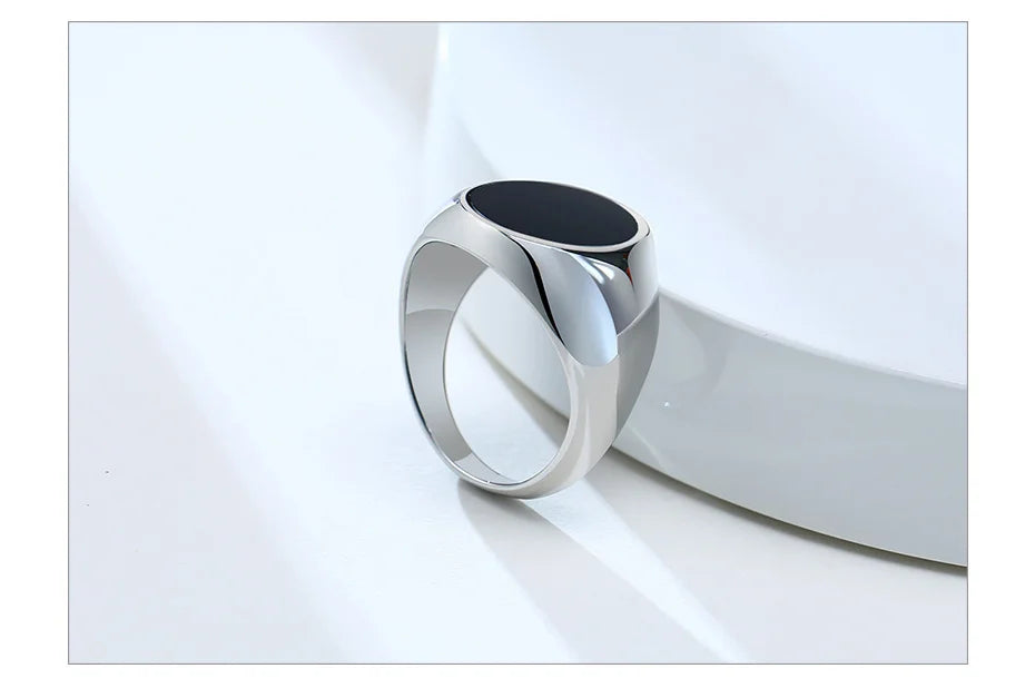 Vnox Gothic Punk Rings for Men Signet Rings Round Square Top Stamp Finger Band Chunky Boys Teens Rock Jewelry Fraternal Rings