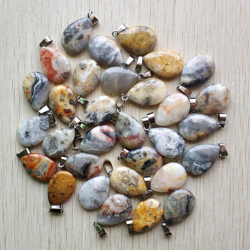 Wholesale 50pcs/lot 2023 trendy hot sell natural stone water drop shape pendants  charms for Necklaces making Fast shipping