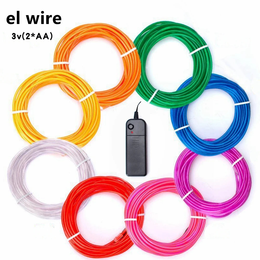 Flexible Neon Light 1M/2M/3M/5M/10M EL Wire Led Neon Dance Party Atmosphere Decor Lamp RopeTube Waterproof Multicolor Led Strip