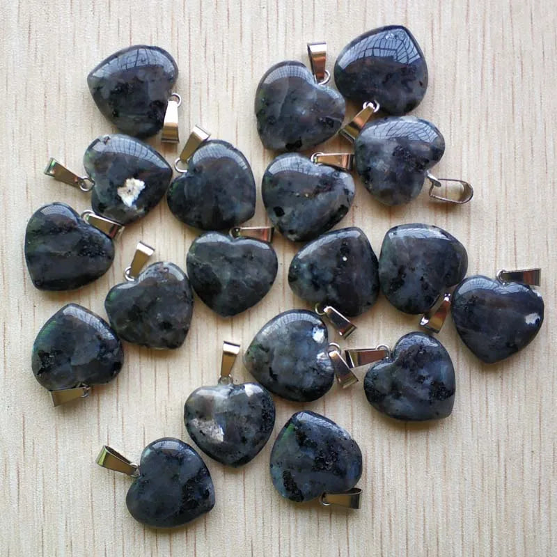 Wholesale 50pcs/lot Assorted Heart Natural Stone Charms Fashion Pendants 20mm for Jewelry Accessories Making Good Quality