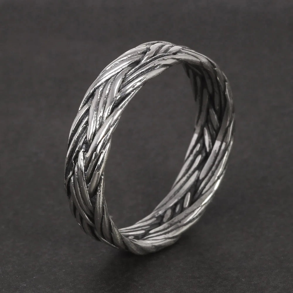Viking Jewelry 925 Sterling Silver Braided Ring For Men And Women Couple Wedding Bands for Lovers