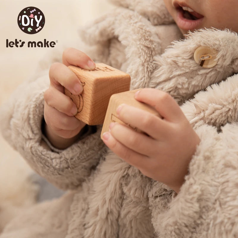 10pcs Baby Wooden Toys Educational Building Blocks 3D Stacking Block Teaching Numbers English Early Education Montessori Toys