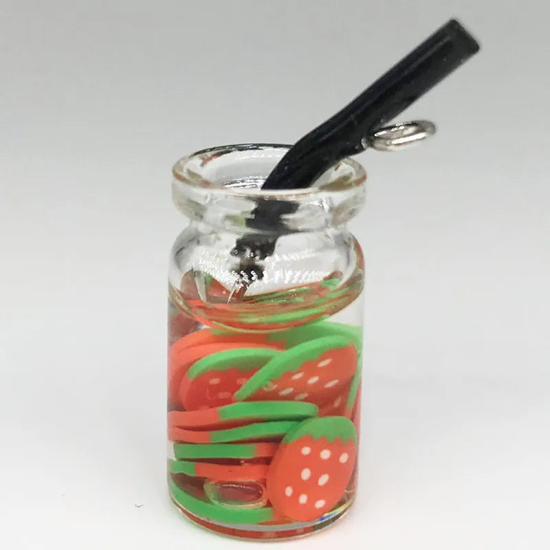 8pcs Dollhouse Miniature Food Mini Resin Fruit Bottle Simulation Drinks Model Toys Fruit Drink Play Dollhouse Dolls Accessories