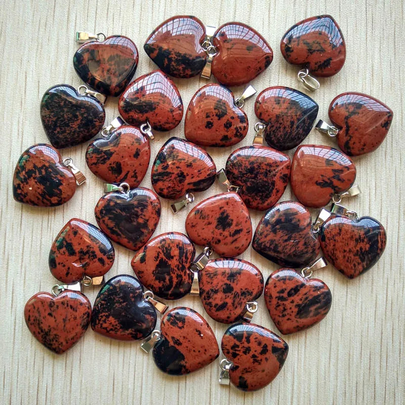 Wholesale 50pcs/lot Assorted Heart Natural Stone Charms Fashion Pendants 20mm for Jewelry Accessories Making Good Quality