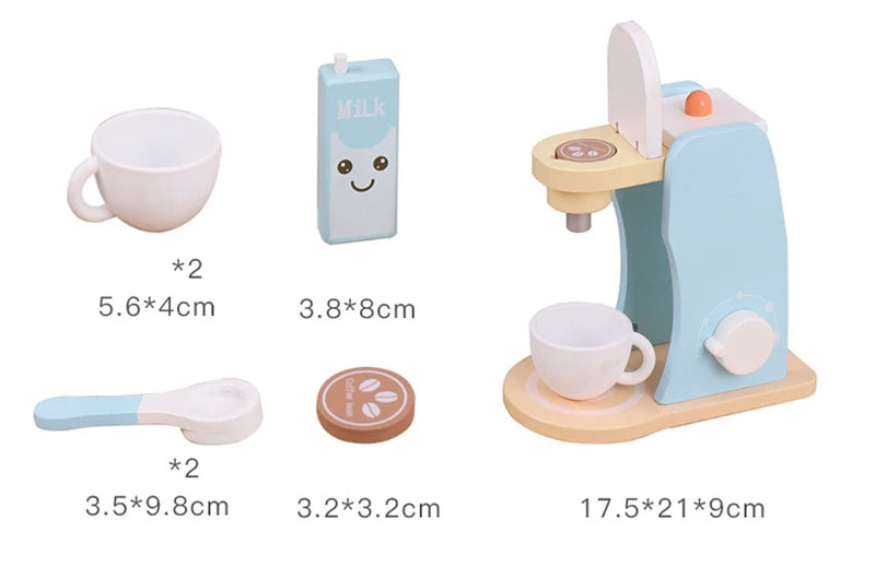 Wooden Kitchen Pretend Play Toy Simulation Wooden Coffee Machine Toaster Machine Food Mixer Baby Early Learning Educational Toys