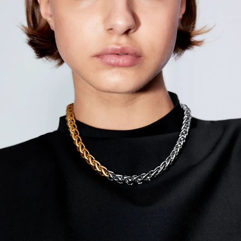 STRATHSPEY Fashion New Long Irregular Copper Tube Necklace For Women Statement Chunky Multi Lay Jewelry