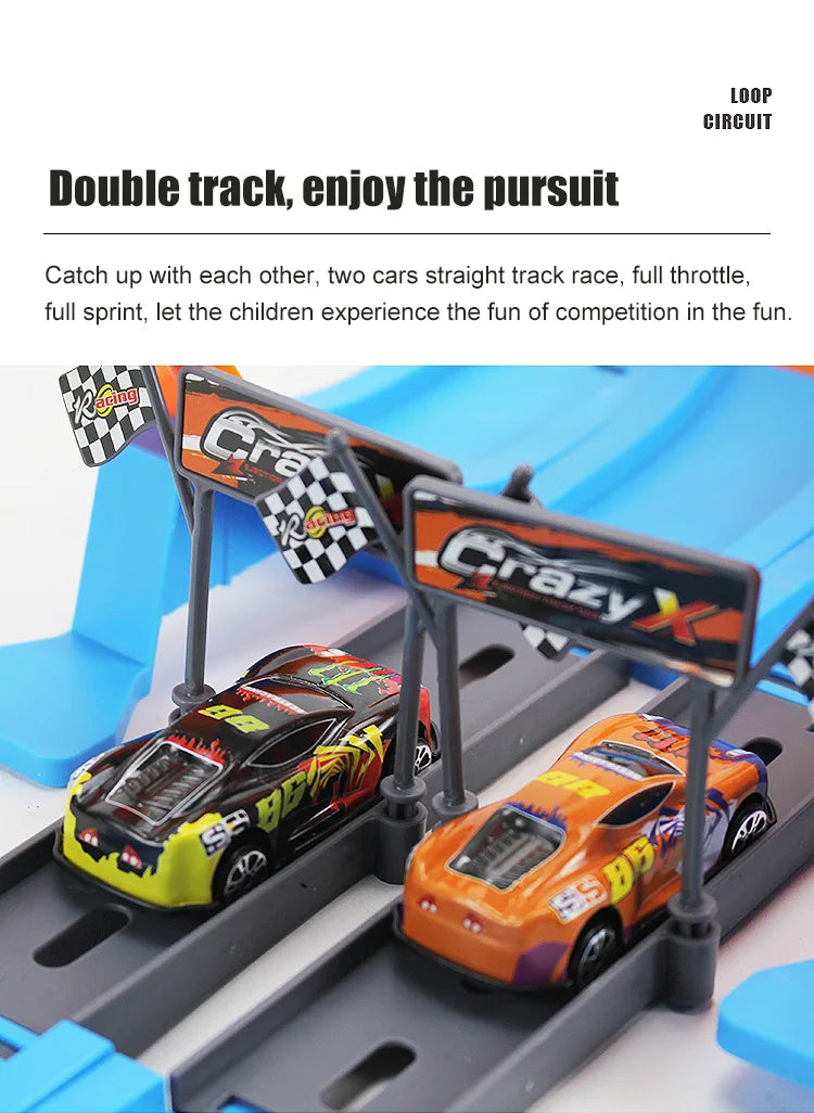 Stunt Speed Double Car Wheels Model Toys For Kids Racing Track Diy Assembled Rail Kits Educational Interactive Boy Children Toy