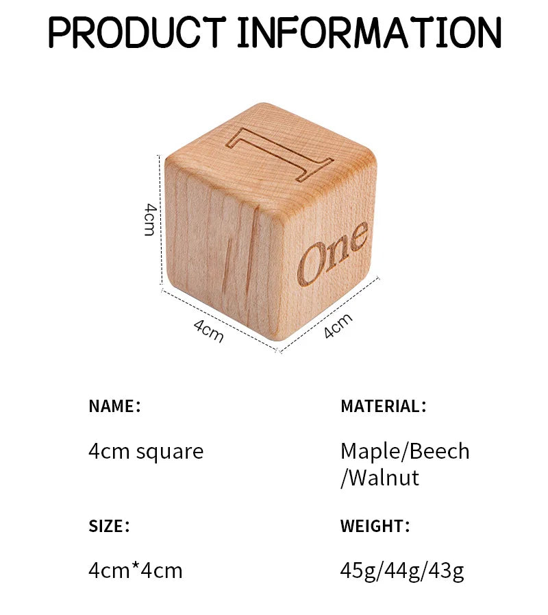 10pcs Baby Wooden Toys Educational Building Blocks 3D Stacking Block Teaching Numbers English Early Education Montessori Toys