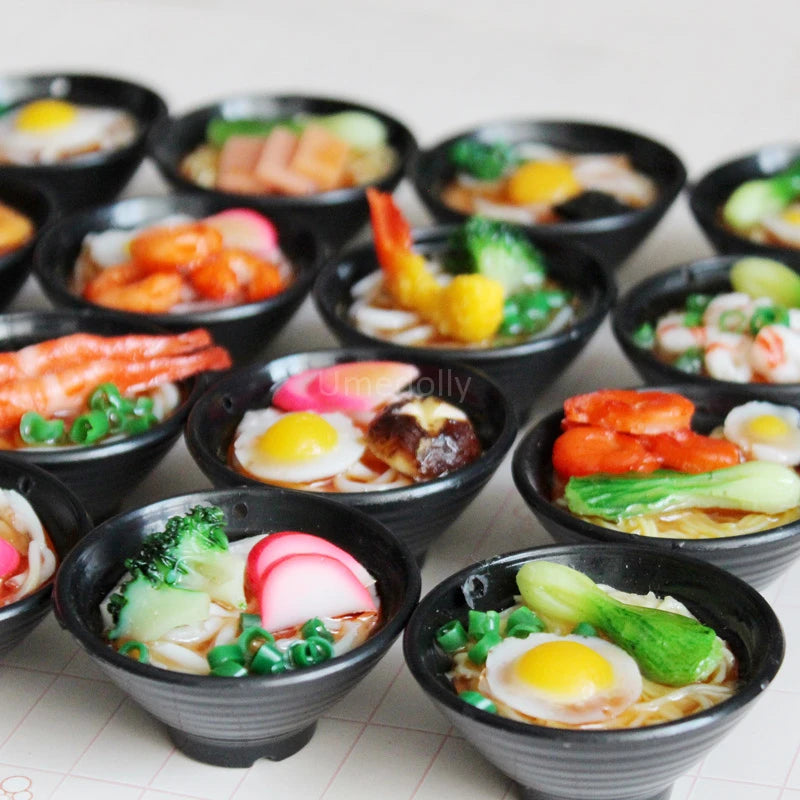 2PCS 1/6 Scale Miniature Dollhouse Japanese Udon Noodels Ramen Pretend Play Kids Kitchen Mini Doll Food Education Toy