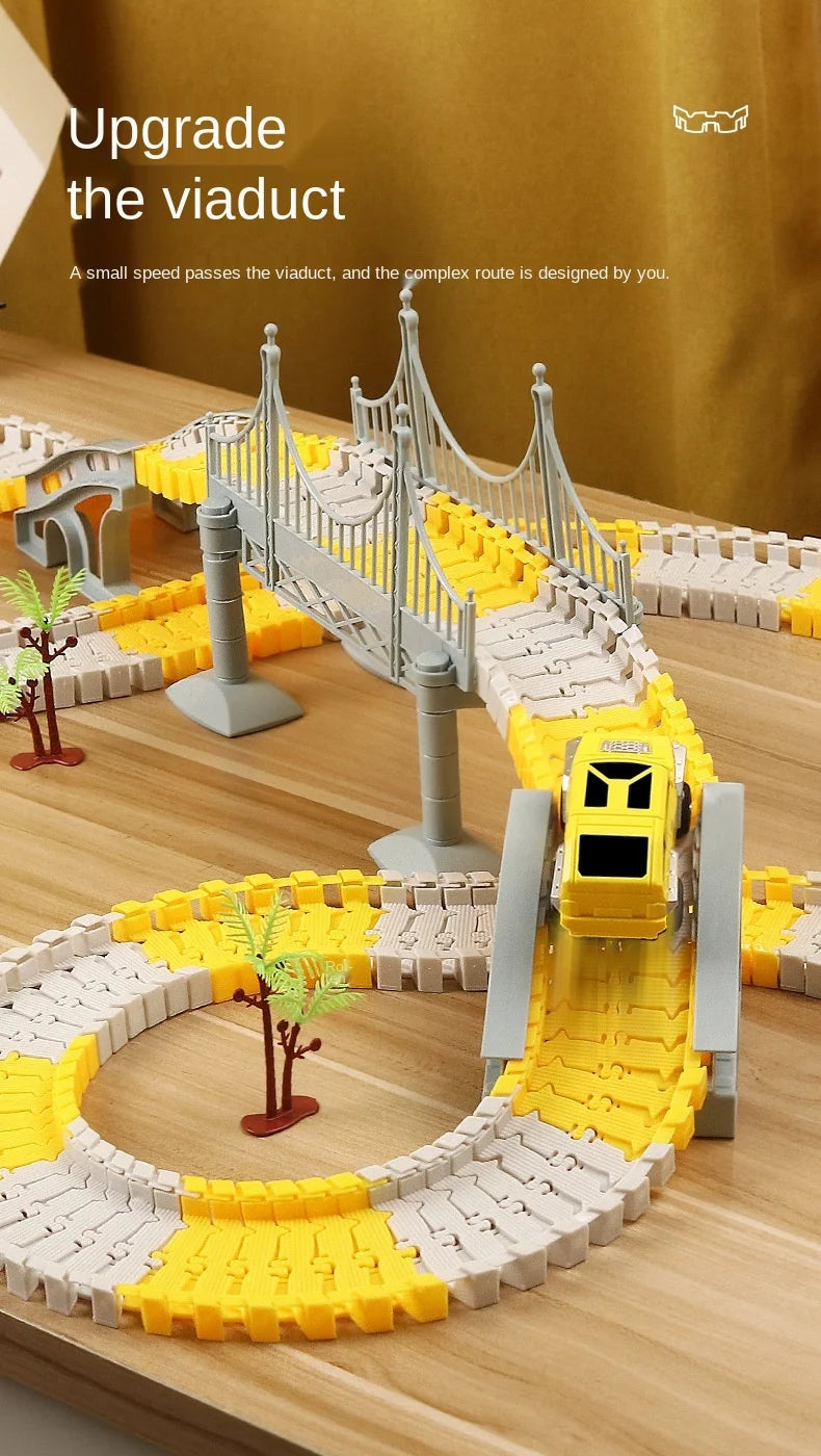 DIY Rail Track Sets Car Race Magic Brain Game Flexible Curved Creates Vehicles Toys Play Game Train Railroad for Child's Gifts