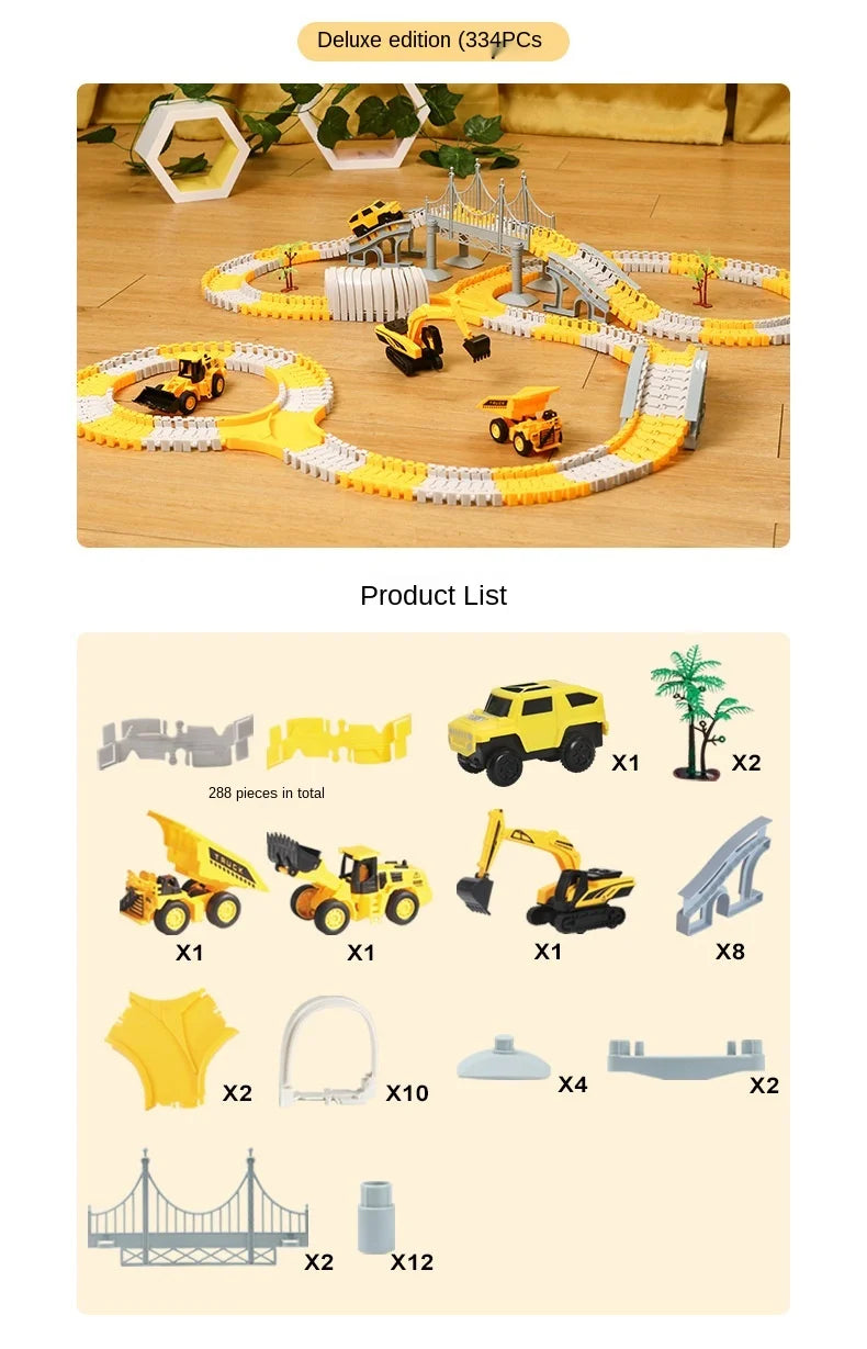 DIY Rail Track Sets Car Race Magic Brain Game Flexible Curved Creates Vehicles Toys Play Game Train Railroad for Child's Gifts