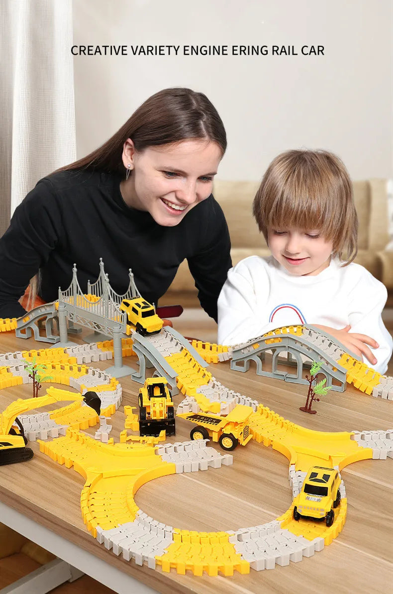 DIY Rail Track Sets Car Race Magic Brain Game Flexible Curved Creates Vehicles Toys Play Game Train Railroad for Child's Gifts