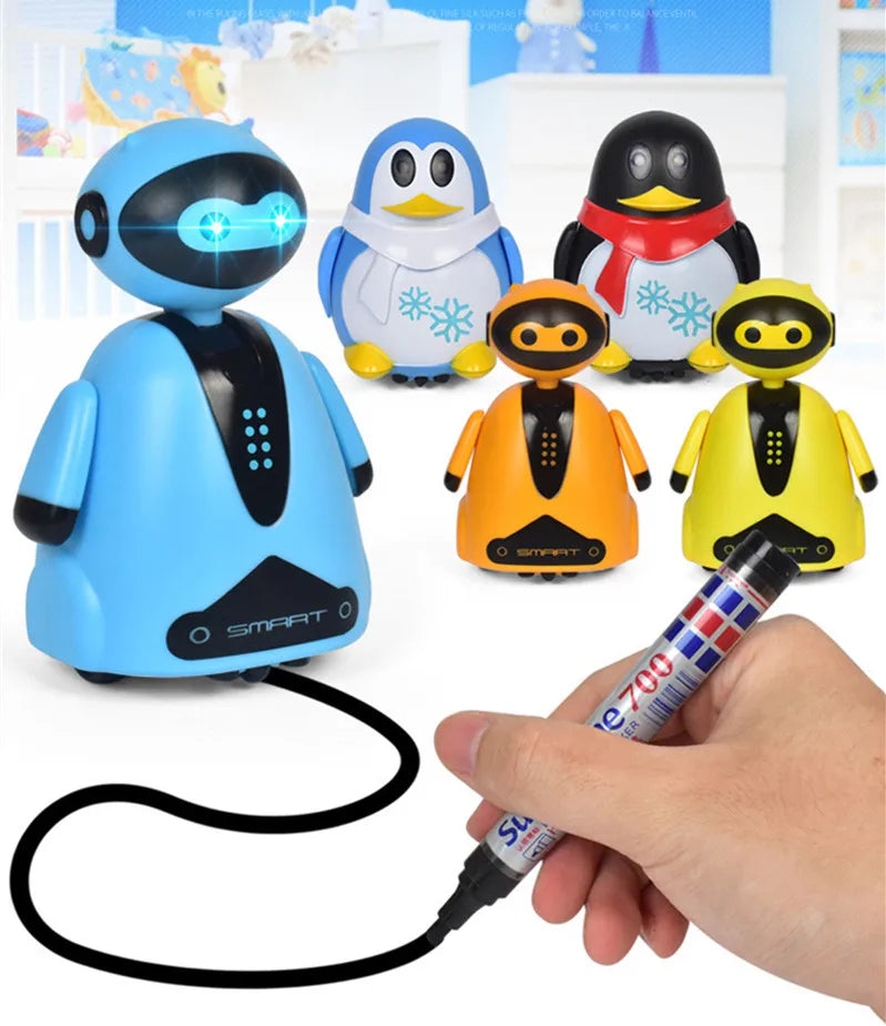 Line Following Robot Induction Educational Inductive Toys Car Truck Machine Follower Diy Diecast Vehicle Magic Pen Penguin Pig