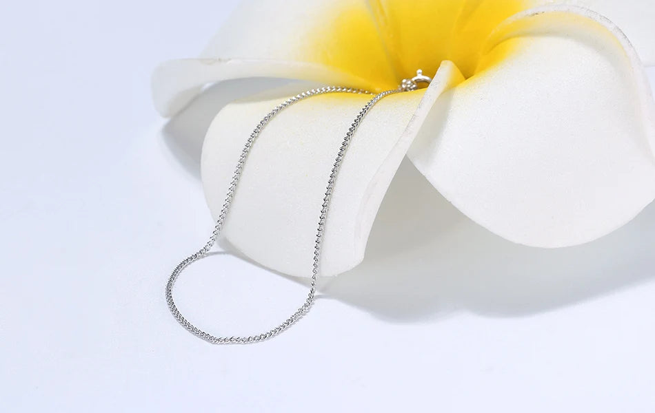 Rinntin Solid 925 Sterling Silver 1.0mm Side Chain Necklace for Women Girls Elegant Necklace Fine Jewelry 40/45/50/55/60cm SC18