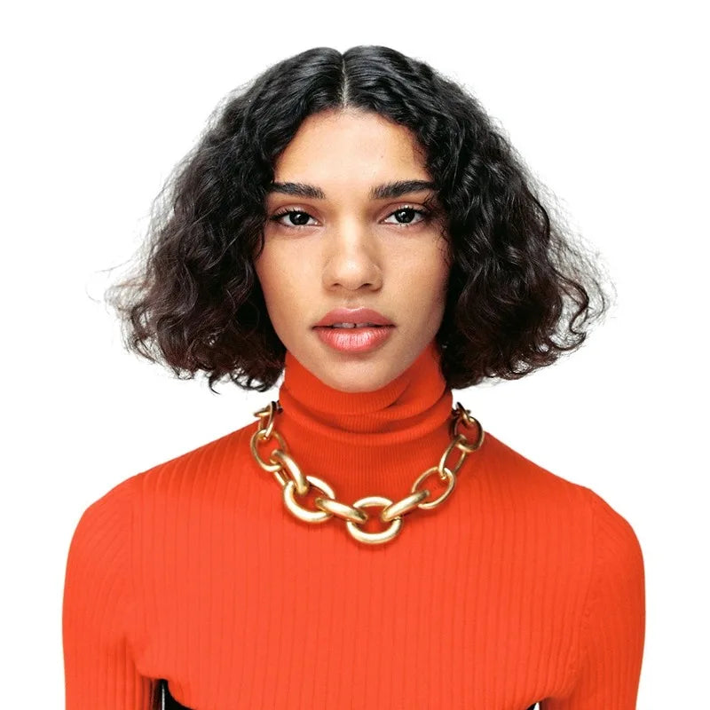 STRATHSPEY Fashion New Long Irregular Copper Tube Necklace For Women Statement Chunky Multi Lay Jewelry
