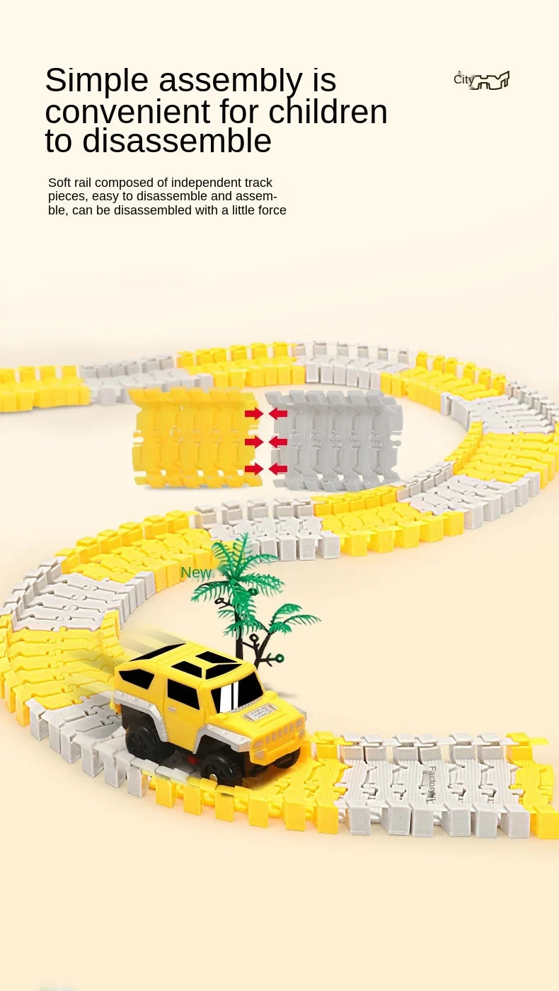 DIY Rail Track Sets Car Race Magic Brain Game Flexible Curved Creates Vehicles Toys Play Game Train Railroad for Child's Gifts