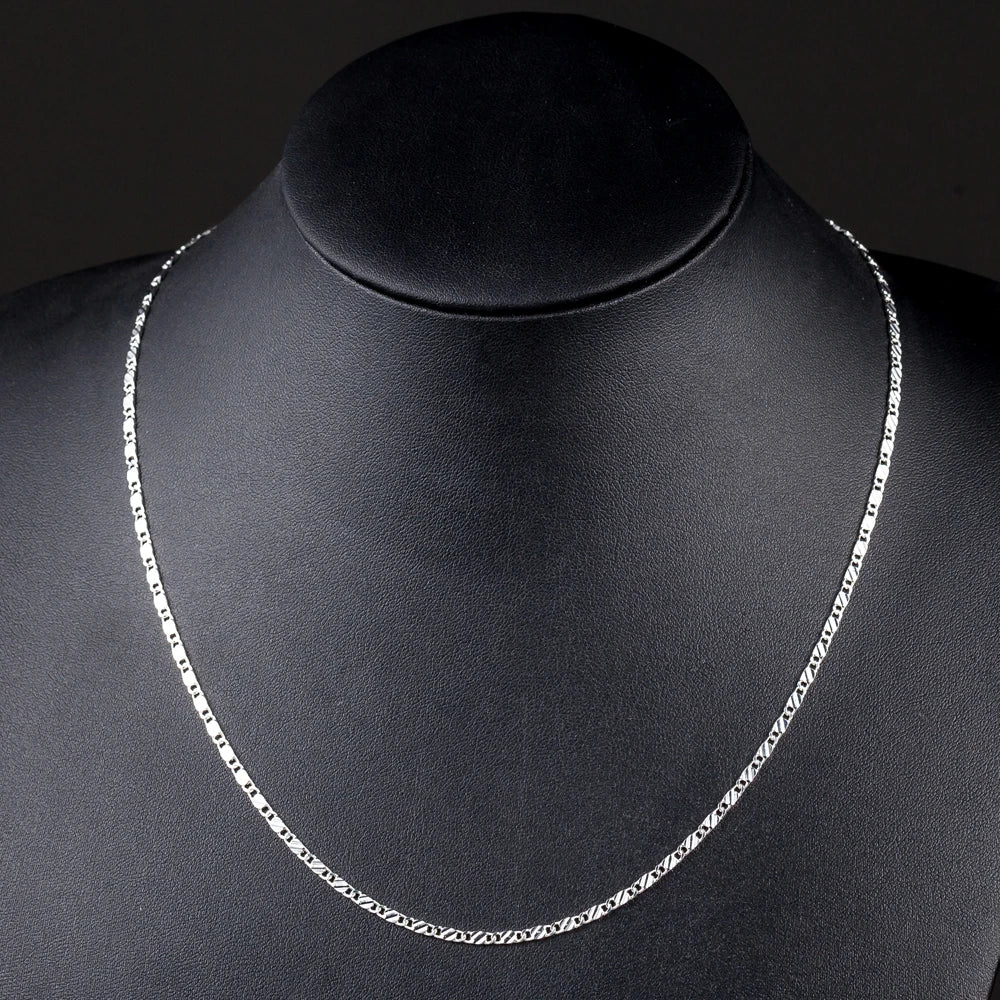 DOTEFFIL 925 Silver 16/18/20/22/24/26/28/30 Inch 2mm Charm Chain Necklace For Women Man Fashion Wedding Party Jewelry