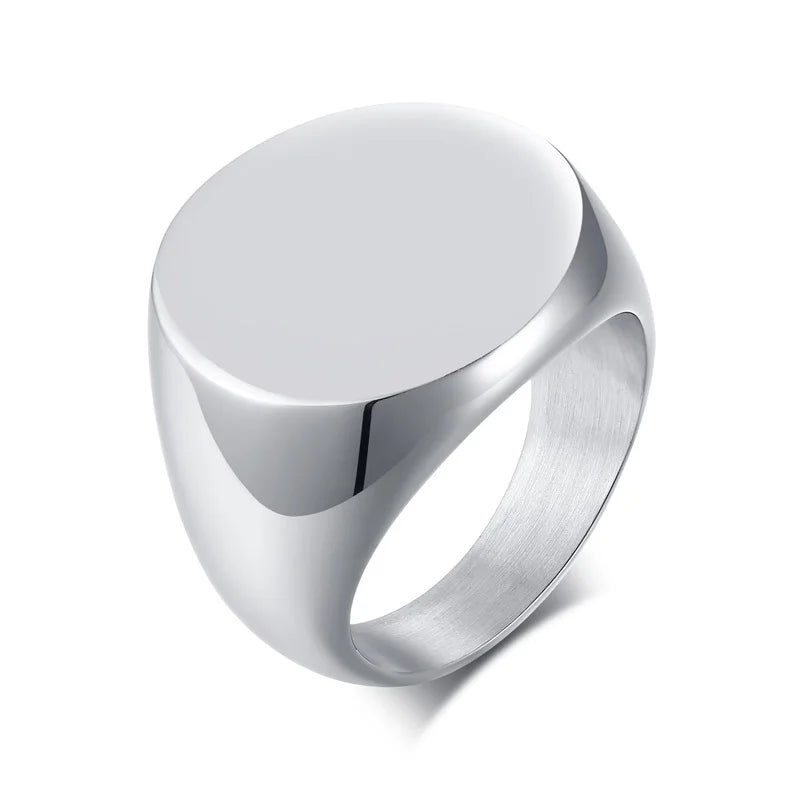 Vnox Gothic Punk Rings for Men Signet Rings Round Square Top Stamp Finger Band Chunky Boys Teens Rock Jewelry Fraternal Rings