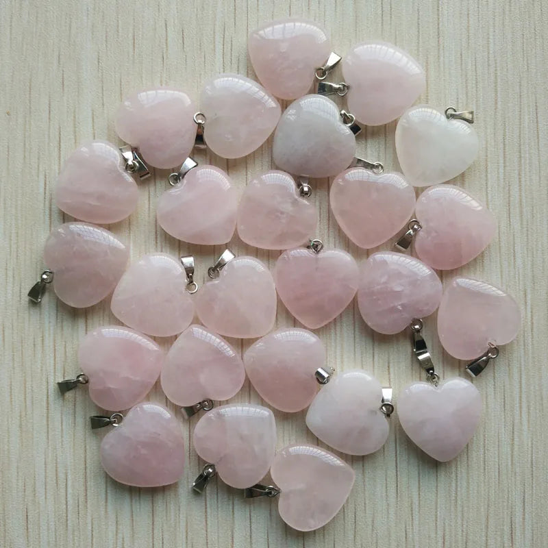 Wholesale 50pcs/lot Assorted Heart Natural Stone Charms Fashion Pendants 20mm for Jewelry Accessories Making Good Quality