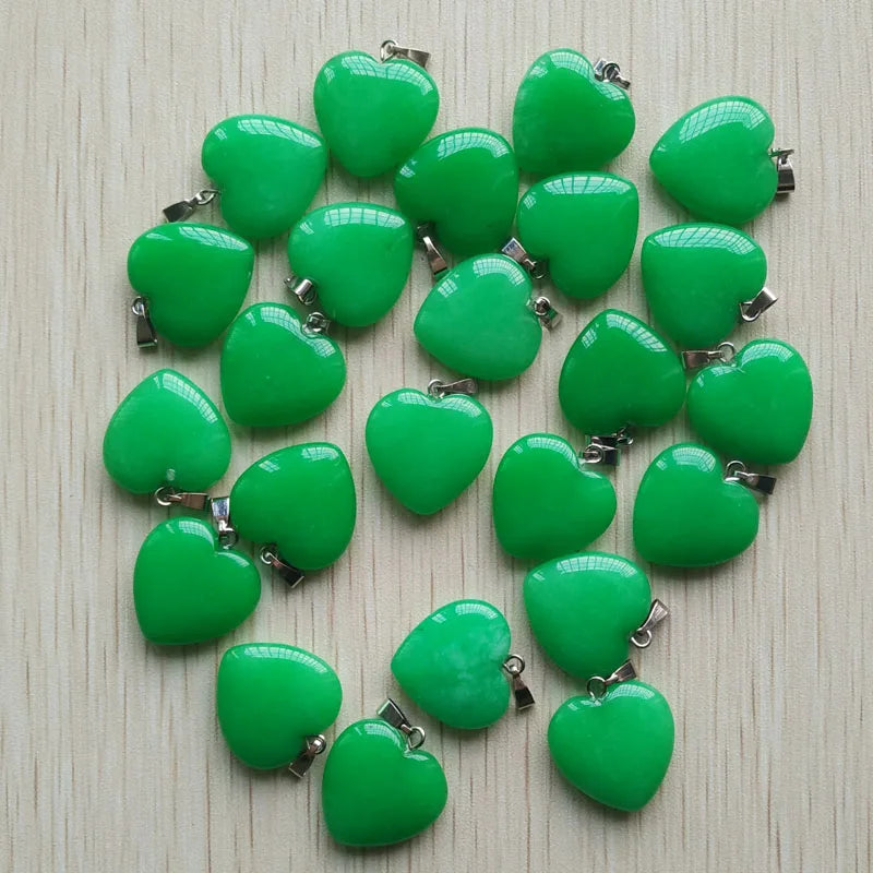 Wholesale 50pcs/lot Assorted Heart Natural Stone Charms Fashion Pendants 20mm for Jewelry Accessories Making Good Quality