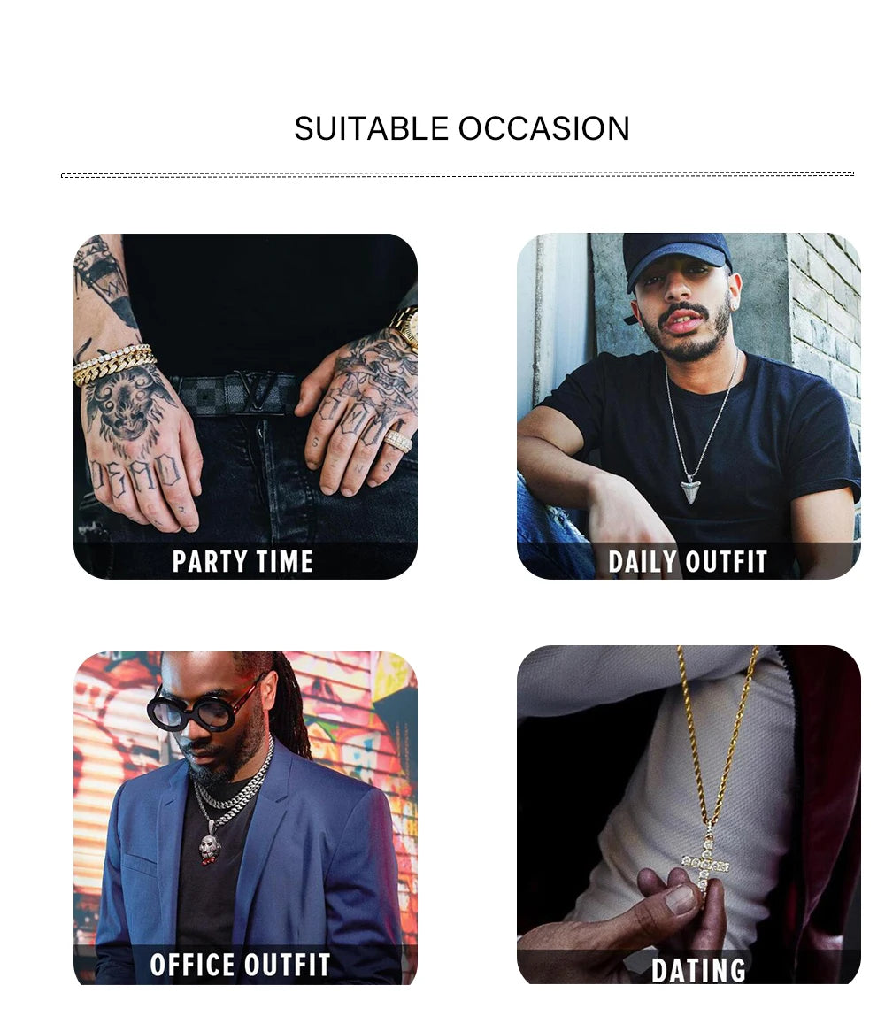 TOPGRILLZ 3mm-10mm Iced Out Bling AAA Zircon 1 Row Tennis Chain Necklace Men Hip Hop Jewelry Gold Silver Color Charms