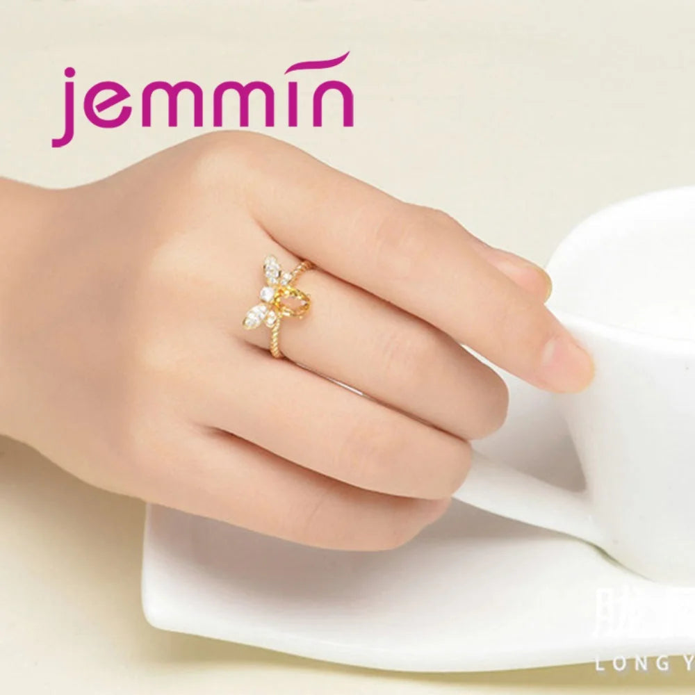 New Arrival Women Fashion Full Sets Bee Jewelry 925 Silver Trendy Gold Color Bracelet Earrings Pendant Necklace For Sale