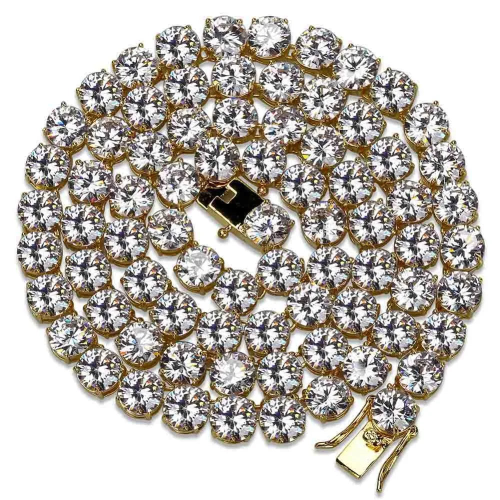 TOPGRILLZ 3mm-10mm Iced Out Bling AAA Zircon 1 Row Tennis Chain Necklace Men Hip Hop Jewelry Gold Silver Color Charms