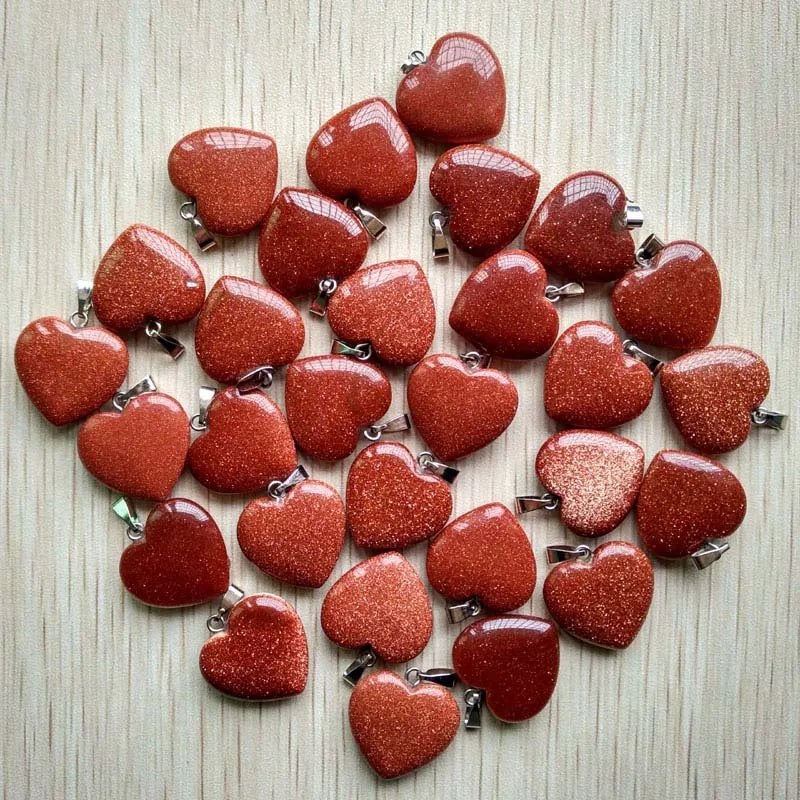 Wholesale 50pcs/lot Assorted Heart Natural Stone Charms Fashion Pendants 20mm for Jewelry Accessories Making Good Quality