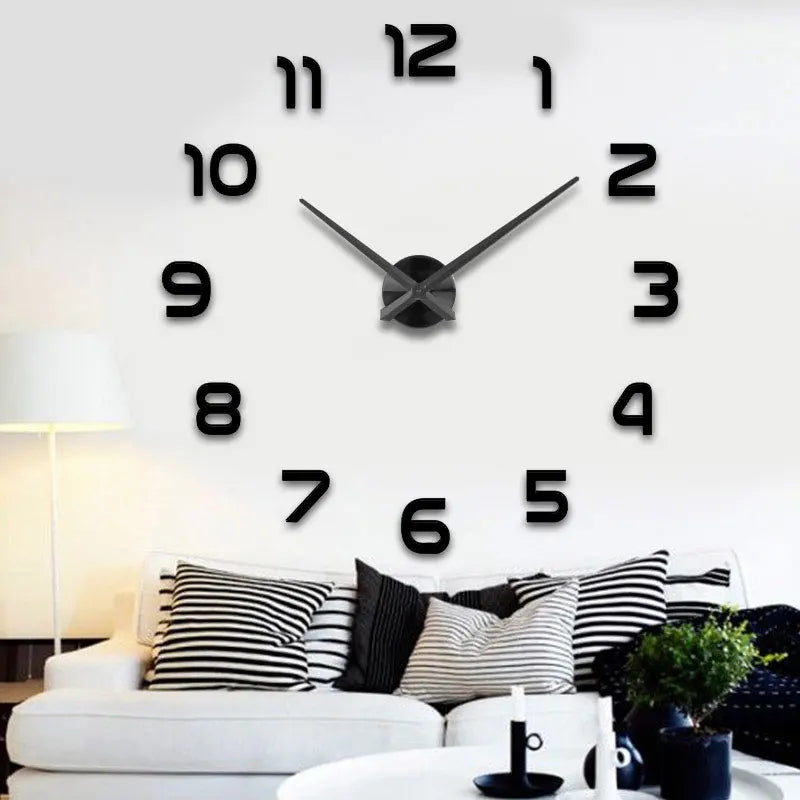 Fashion 3D Big Size Wall Clock Mirror Sticker DIY Brief Living Room Decor Meeting Room Wall Clock