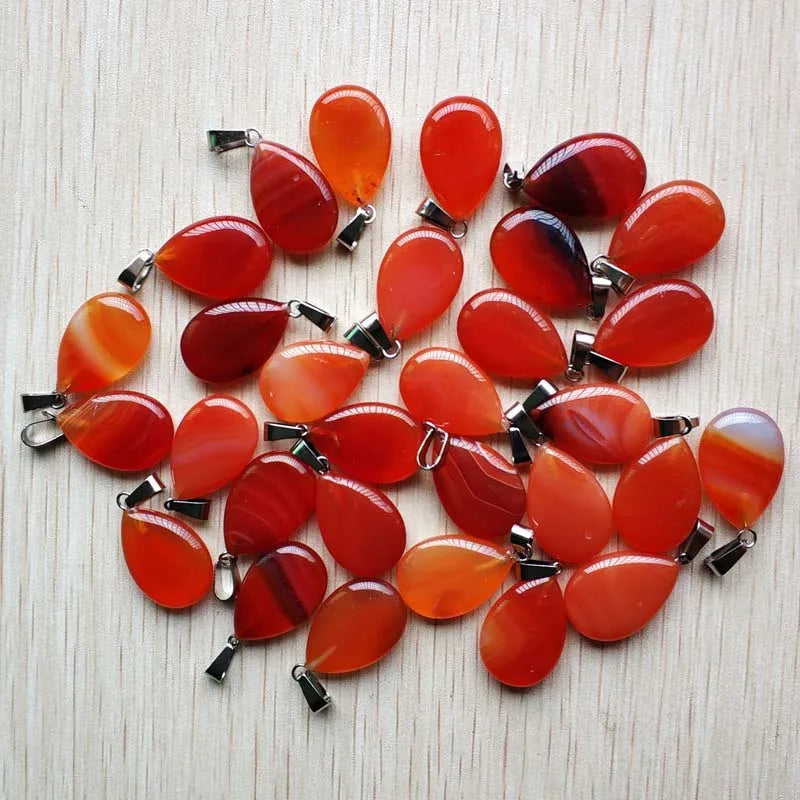 Wholesale 50pcs/lot 2023 trendy hot sell natural stone water drop shape pendants  charms for Necklaces making Fast shipping