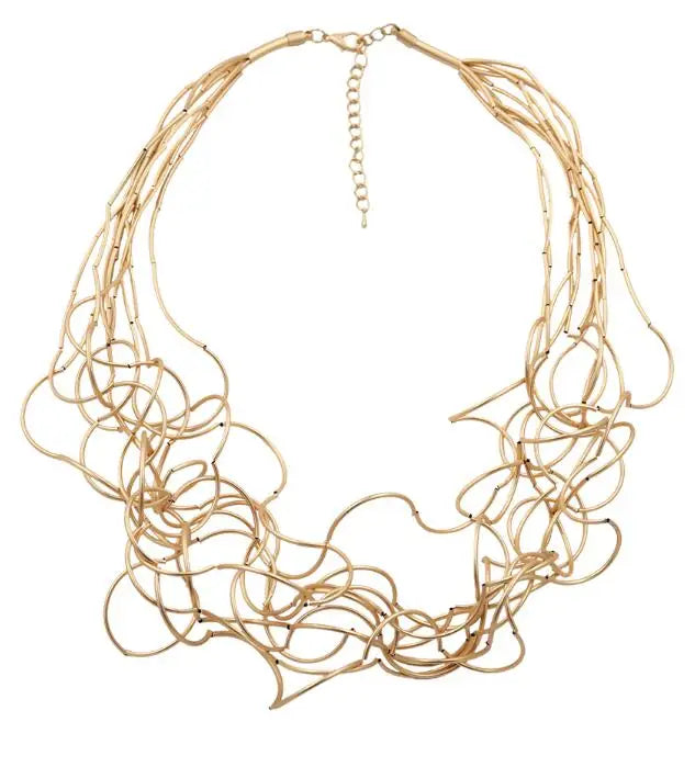 STRATHSPEY Fashion New Long Irregular Copper Tube Necklace For Women Statement Chunky Multi Lay Jewelry