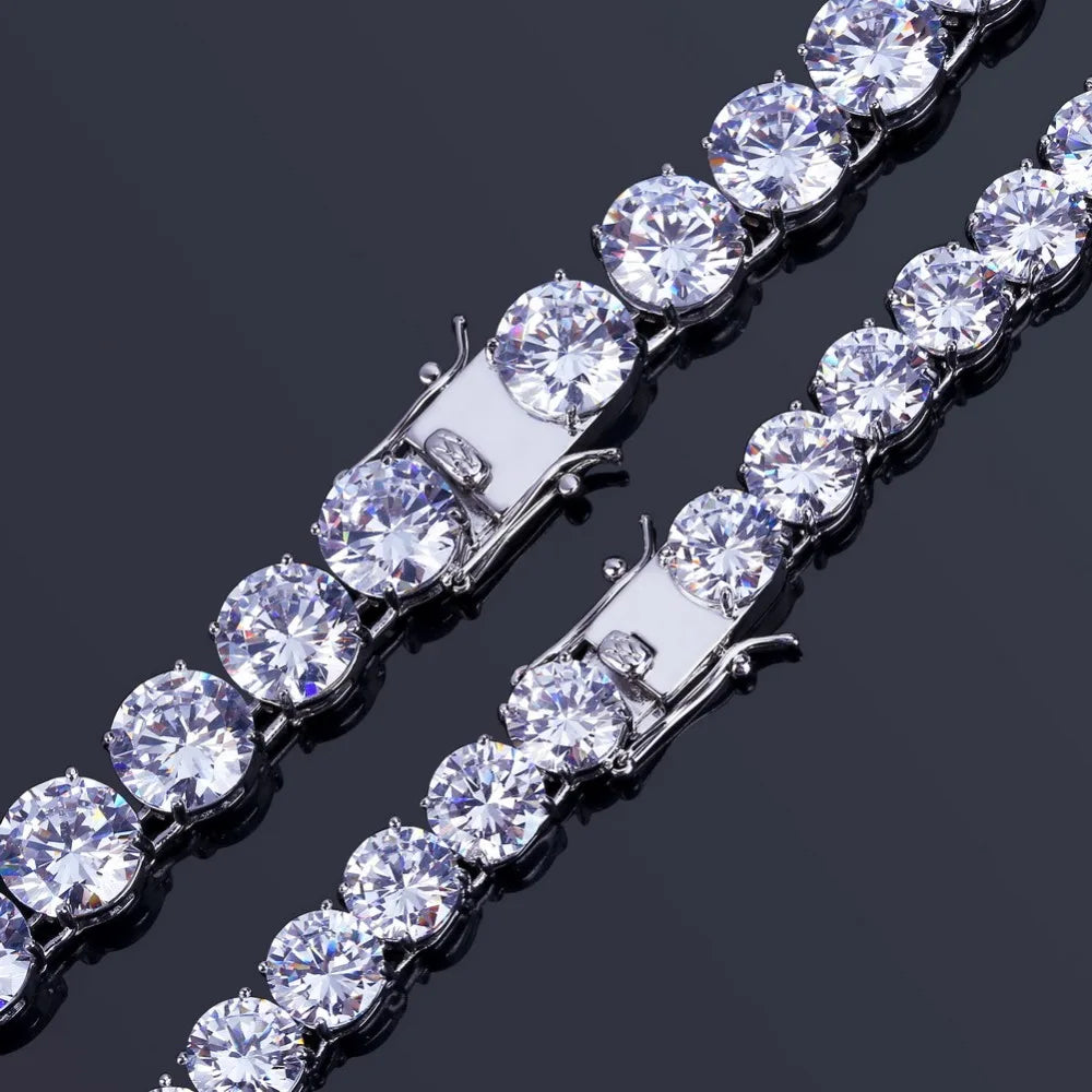 TOPGRILLZ 3mm-10mm Iced Out Bling AAA Zircon 1 Row Tennis Chain Necklace Men Hip Hop Jewelry Gold Silver Color Charms