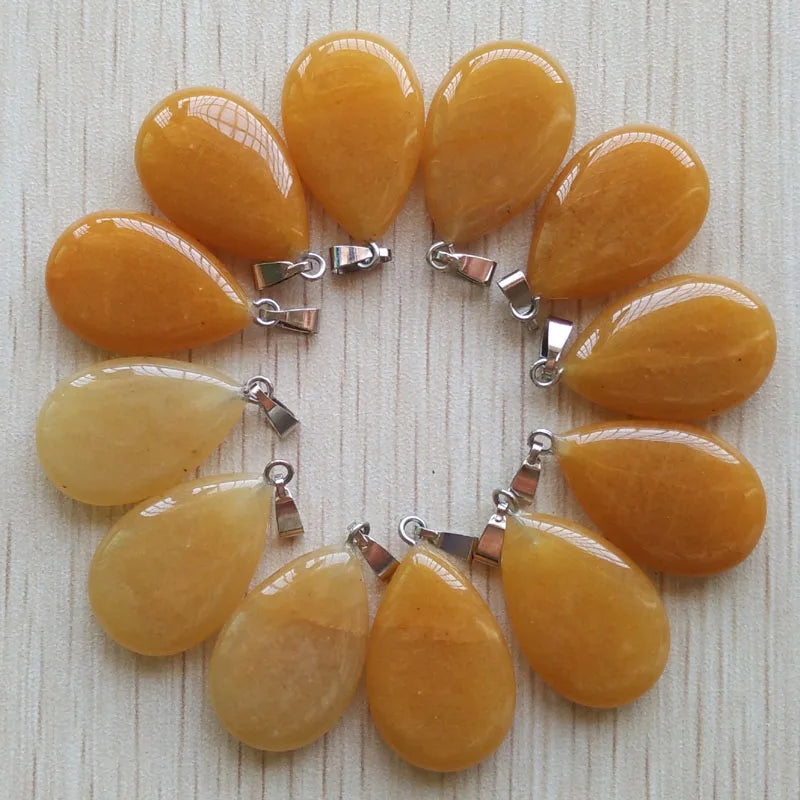 Wholesale 50pcs/lot 2023 trendy hot sell natural stone water drop shape pendants  charms for Necklaces making Fast shipping