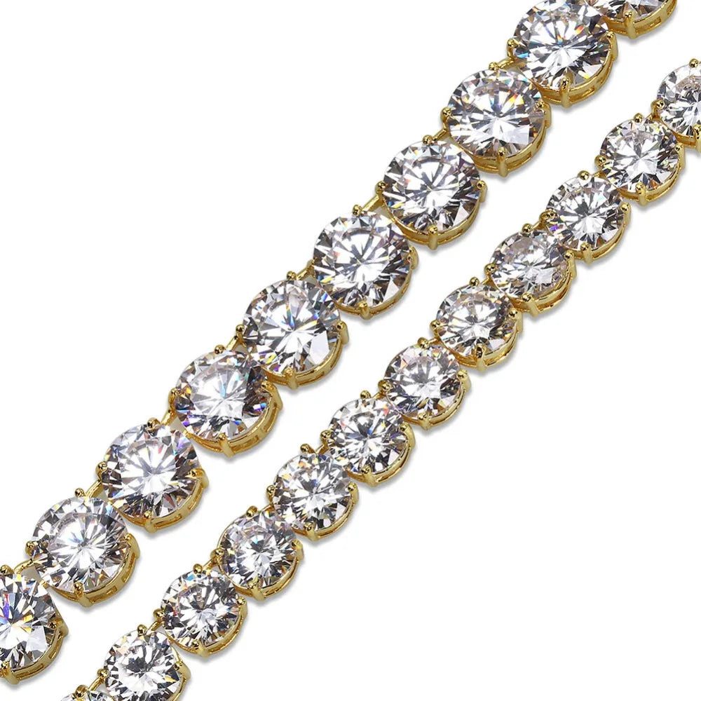 TOPGRILLZ 3mm-10mm Iced Out Bling AAA Zircon 1 Row Tennis Chain Necklace Men Hip Hop Jewelry Gold Silver Color Charms