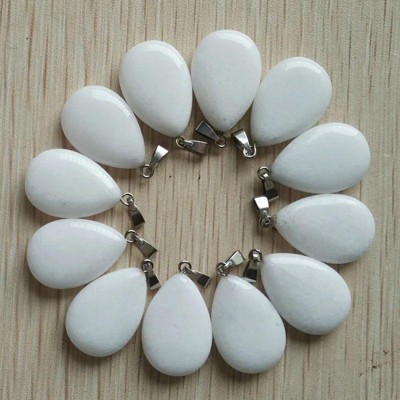 Wholesale 50pcs/lot 2023 trendy hot sell natural stone water drop shape pendants  charms for Necklaces making Fast shipping