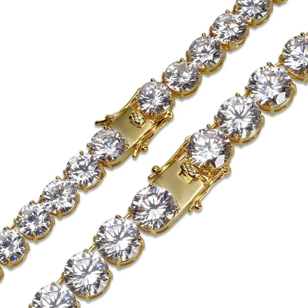 TOPGRILLZ 3mm-10mm Iced Out Bling AAA Zircon 1 Row Tennis Chain Necklace Men Hip Hop Jewelry Gold Silver Color Charms