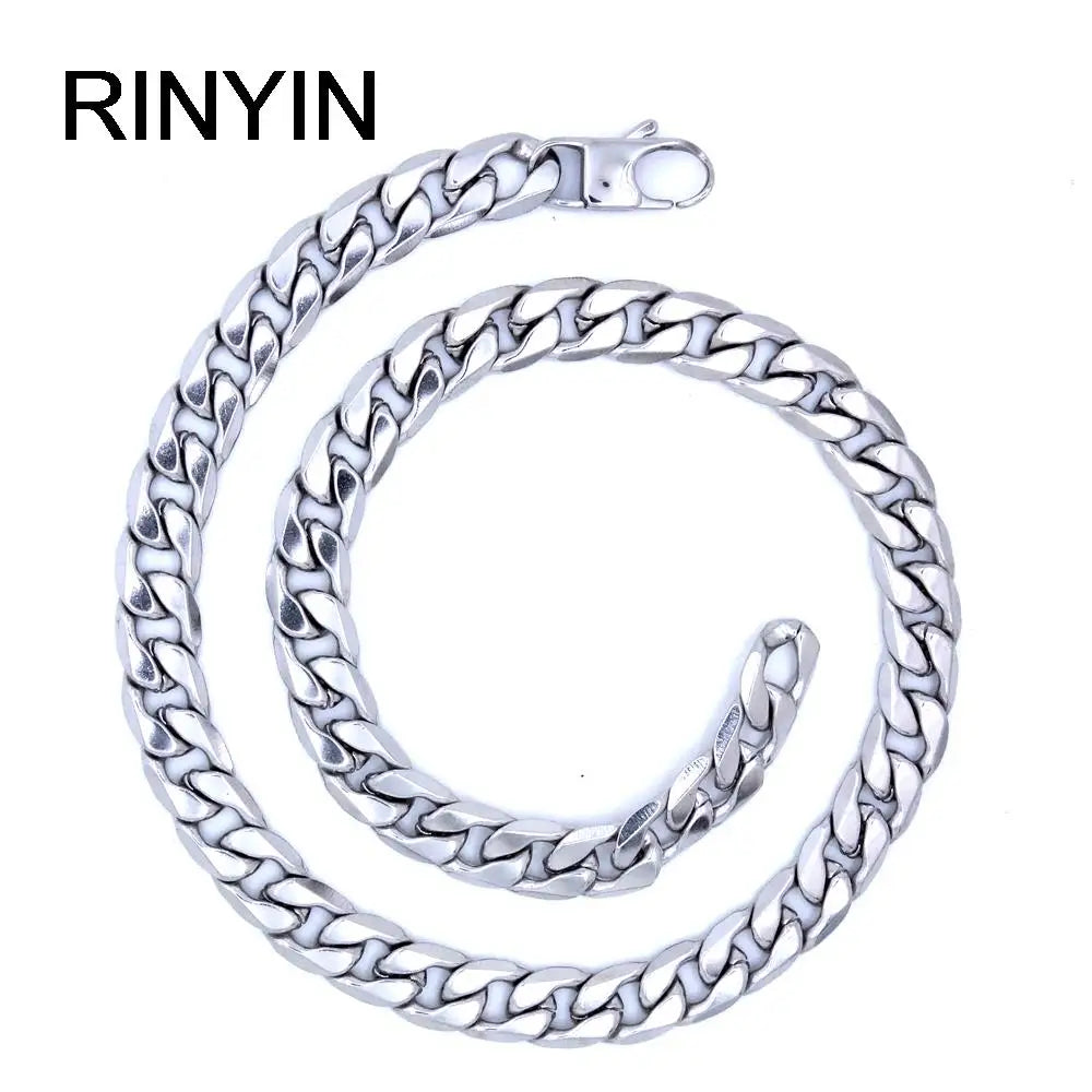 6/8/12mm Customize Length Mens High Quality Stainless Steel Necklace Curb Cuban Link Chain Fashion Jewerly