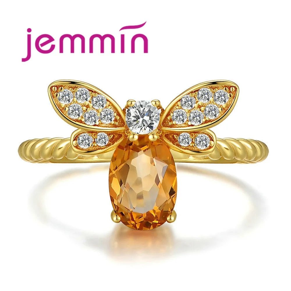 New Arrival Women Fashion Full Sets Bee Jewelry 925 Silver Trendy Gold Color Bracelet Earrings Pendant Necklace For Sale