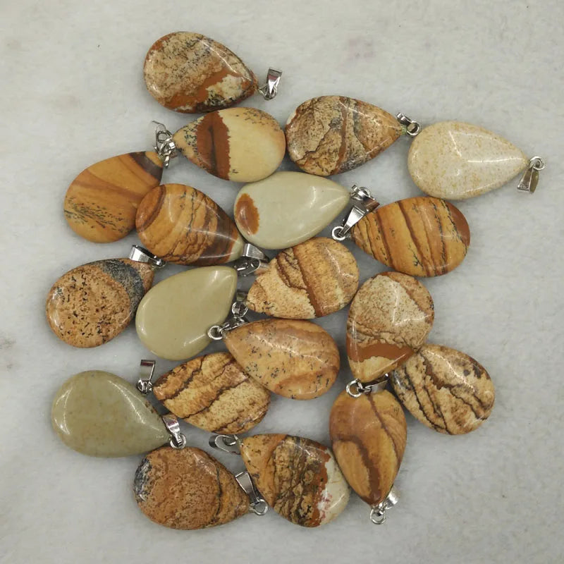 Wholesale 50pcs/lot 2023 trendy hot sell natural stone water drop shape pendants  charms for Necklaces making Fast shipping