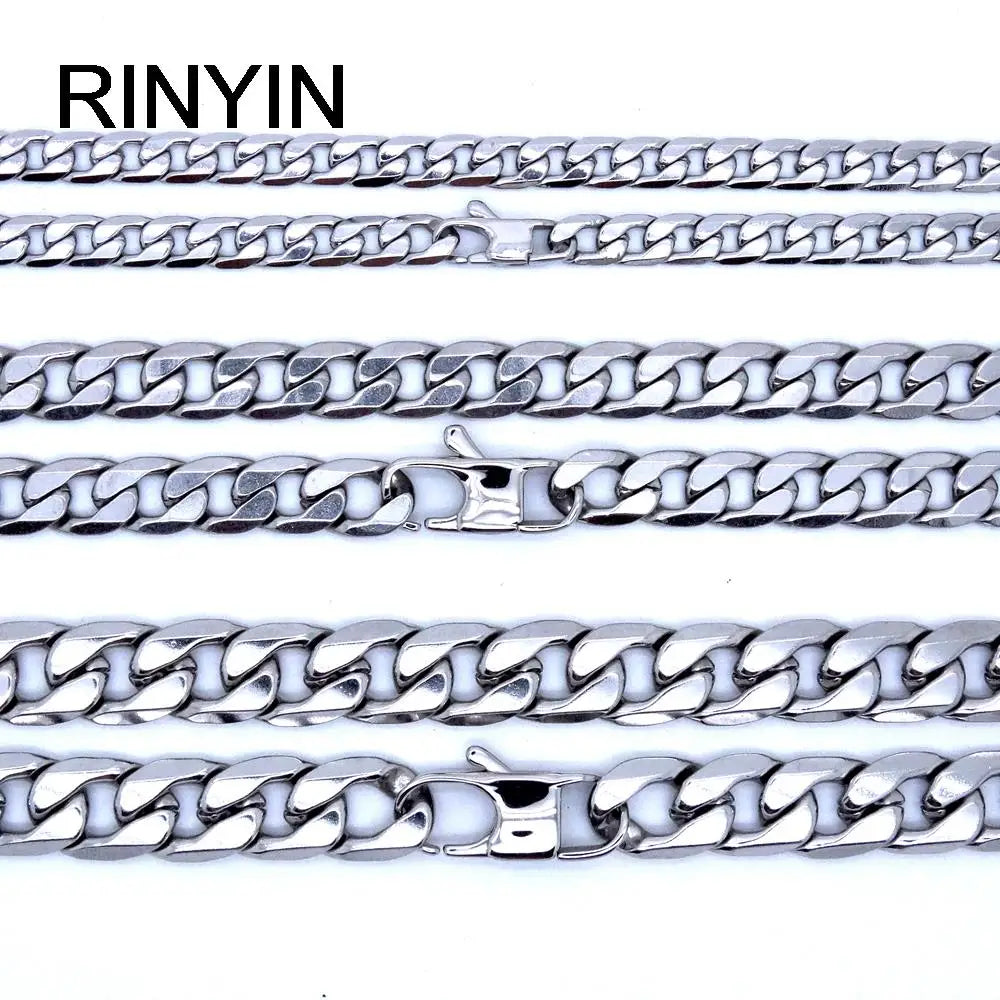 6/8/12mm Customize Length Mens High Quality Stainless Steel Necklace Curb Cuban Link Chain Fashion Jewerly