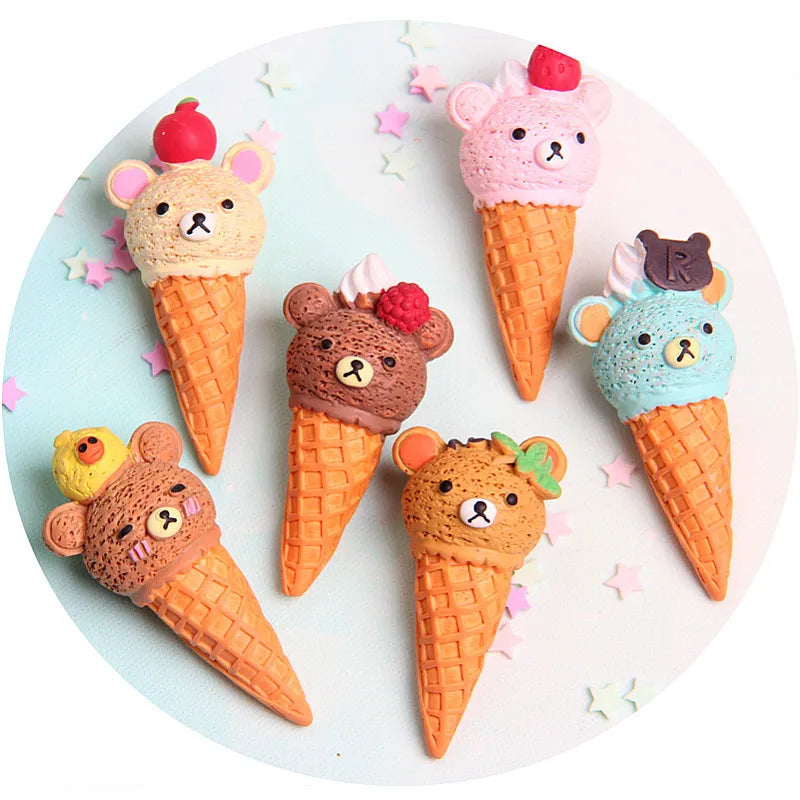 2pcs/lot Cute Scale Miniature Resin Ice Cream Cone Pretend Food For Dollhouse Play Kitchen Food