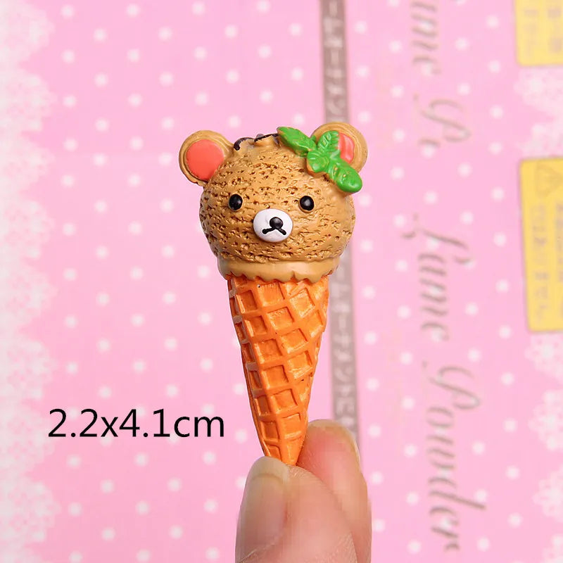 2pcs/lot Cute Scale Miniature Resin Ice Cream Cone Pretend Food For Dollhouse Play Kitchen Food