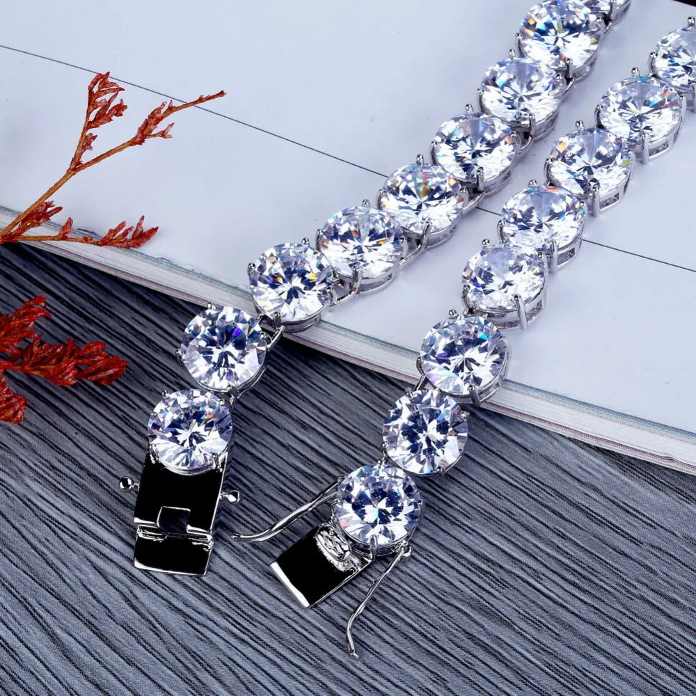 TOPGRILLZ 3mm-10mm Iced Out Bling AAA Zircon 1 Row Tennis Chain Necklace Men Hip Hop Jewelry Gold Silver Color Charms