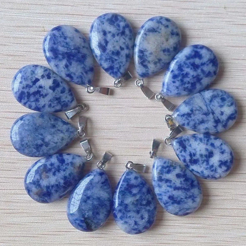 Wholesale 50pcs/lot 2023 trendy hot sell natural stone water drop shape pendants  charms for Necklaces making Fast shipping