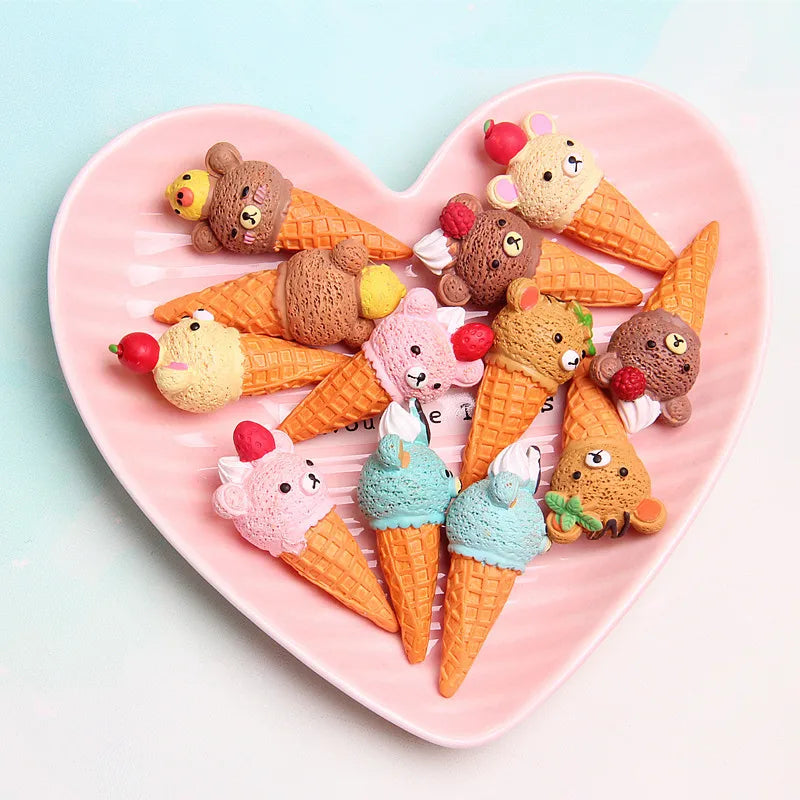 2pcs/lot Cute Scale Miniature Resin Ice Cream Cone Pretend Food For Dollhouse Play Kitchen Food