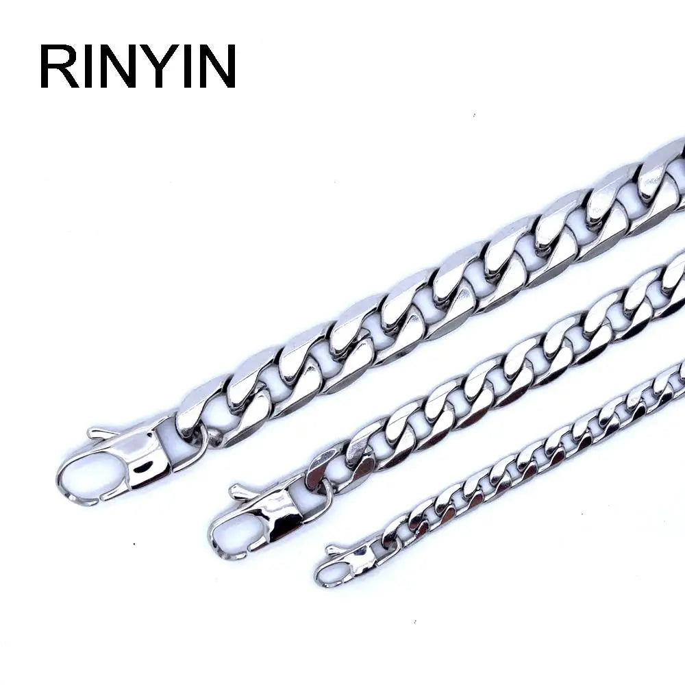 6/8/12mm Customize Length Mens High Quality Stainless Steel Necklace Curb Cuban Link Chain Fashion Jewerly