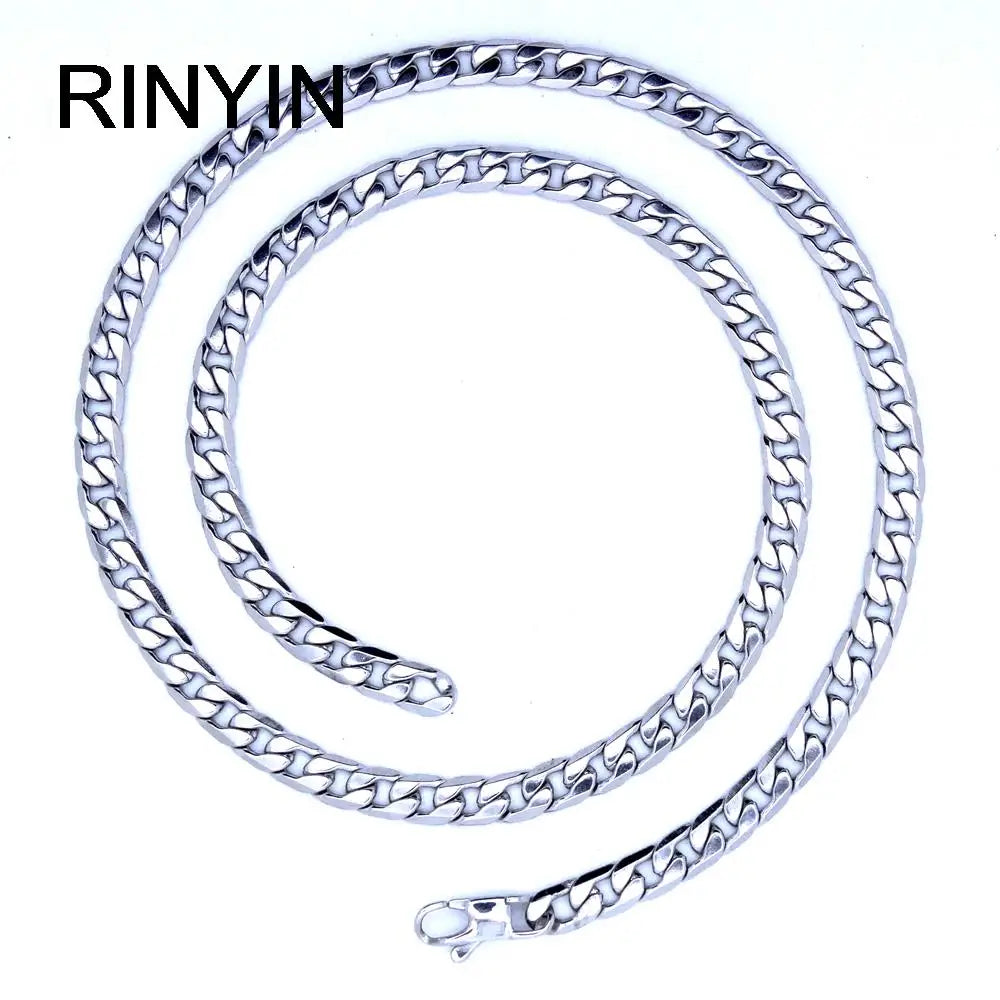 6/8/12mm Customize Length Mens High Quality Stainless Steel Necklace Curb Cuban Link Chain Fashion Jewerly